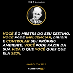 Frases de inspiração e motivação para o sucesso- Napoleon Hill (Lei da Atração)-Conteúdo HIT